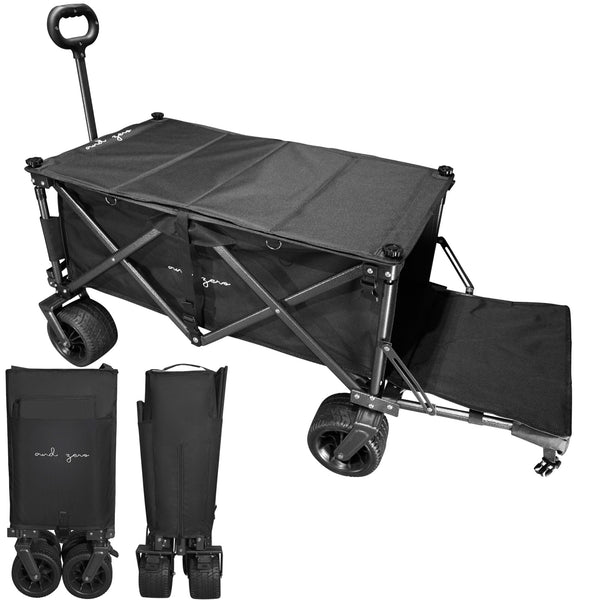 andzero キャリーワゴン キャリーカート カバー(蓋)付き ワイドタイヤ ブレーキ付き (長物対応)